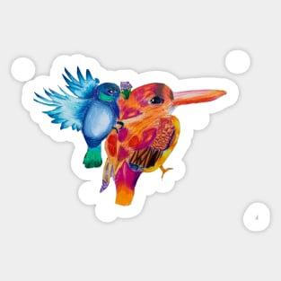 Tropical Birds Red and Blue Sticker